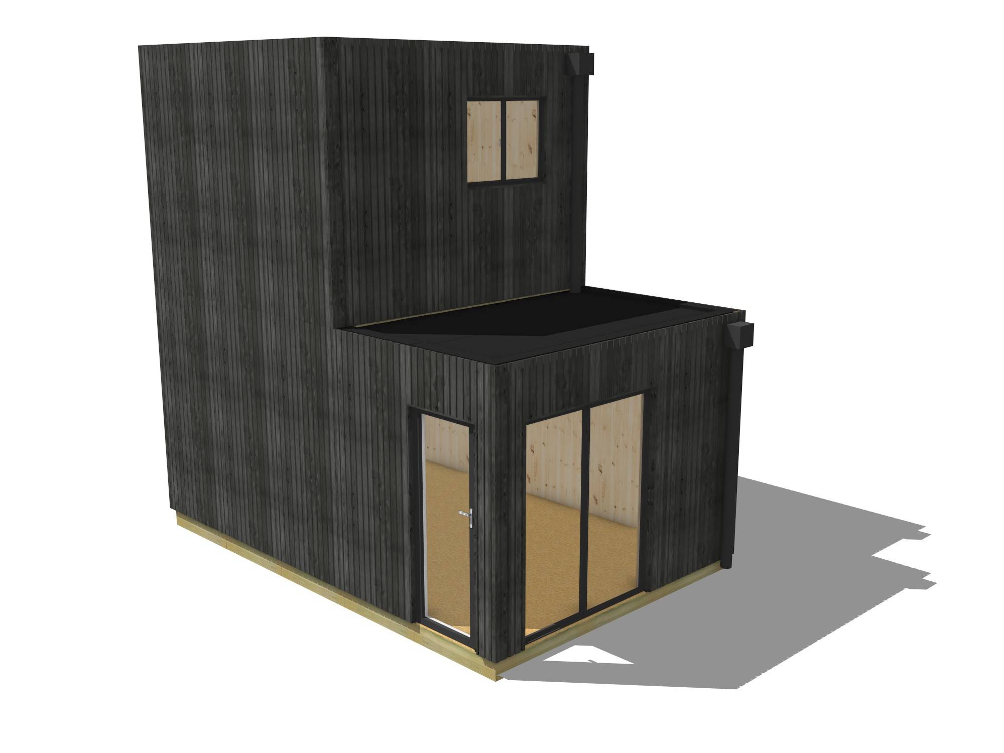 Studio de jardin bien isolé en bois 5,5 x 3,5 x 2,7 m / isolation RE2020 avec plancher isolé avec mezzanine et terrasse - Image 2