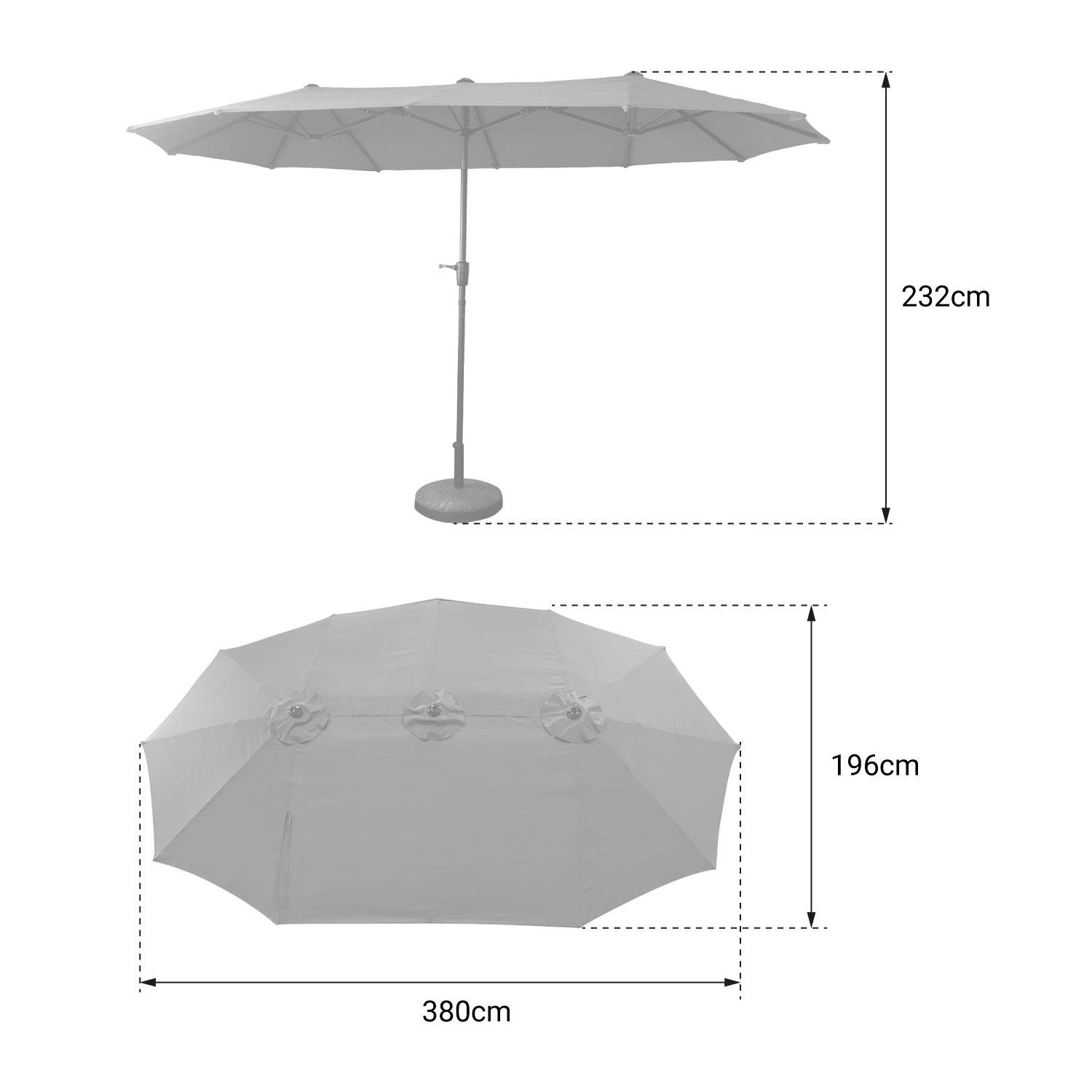 Parasol double 2x4m LINAI beige - HAPPY GARDEN - Image 6