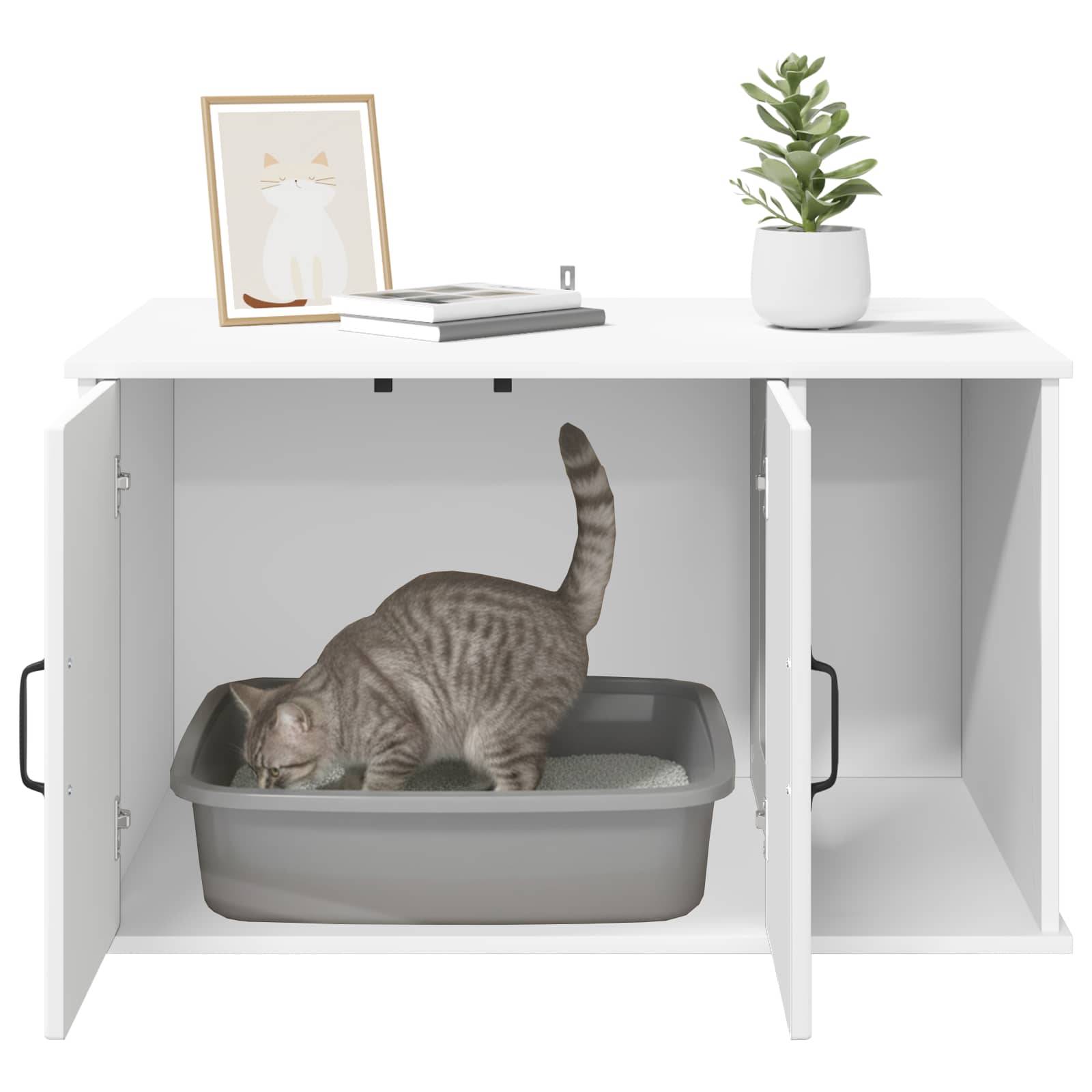 Maison pour chat bois d'ingénierie blanc 85 x 55 x 50.5 cm, Poids:25.28kg - PANGIVO - Image 8