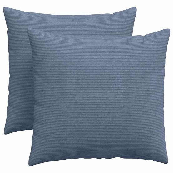 Lot de 2 Coussins en Velours Côtelé Confortables avec Housses Amovibles pour Salon Bleu 45x45 cm – ComfortXL Outdoor Living - Image 2