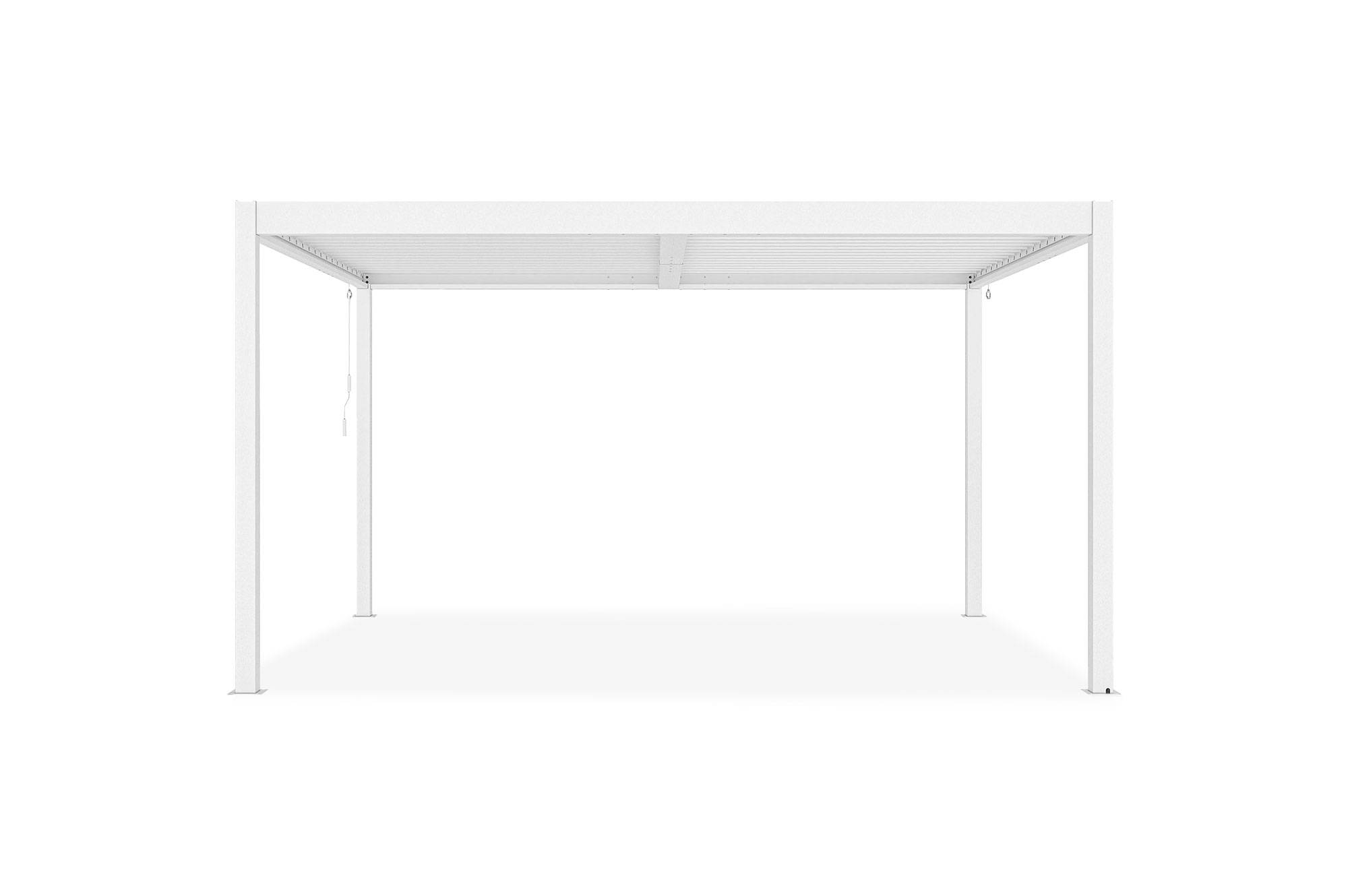 CAZEBOO - Pergola bioclimatique autoportée PIANA 4x3m aluminium blanc avec stores rétractables côté 3m - Image 3