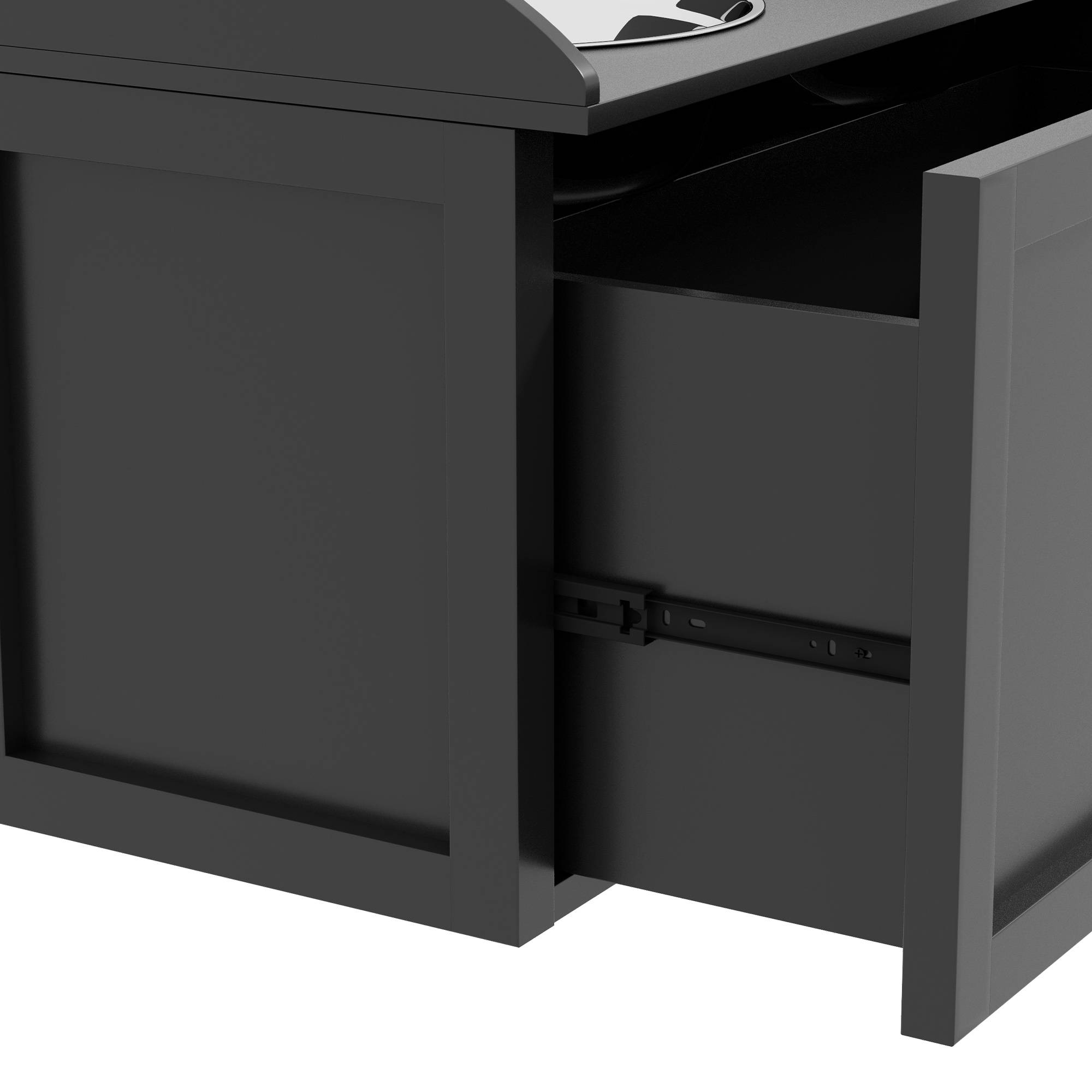 ComfortXL - Gamelle surélevée chien avec tiroir MDF noir 60 x 30 x 36 cm grands chiens rangement 21 L 2 gamelles inox - Image 9
