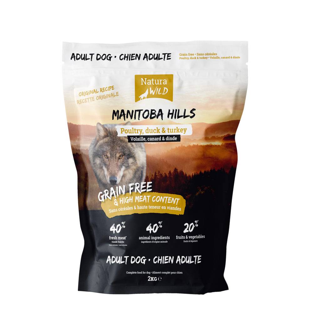 0 - Croquettes sans céréales à la volaille pour chien adulte Natura Wild Manitoba Hills 2kg