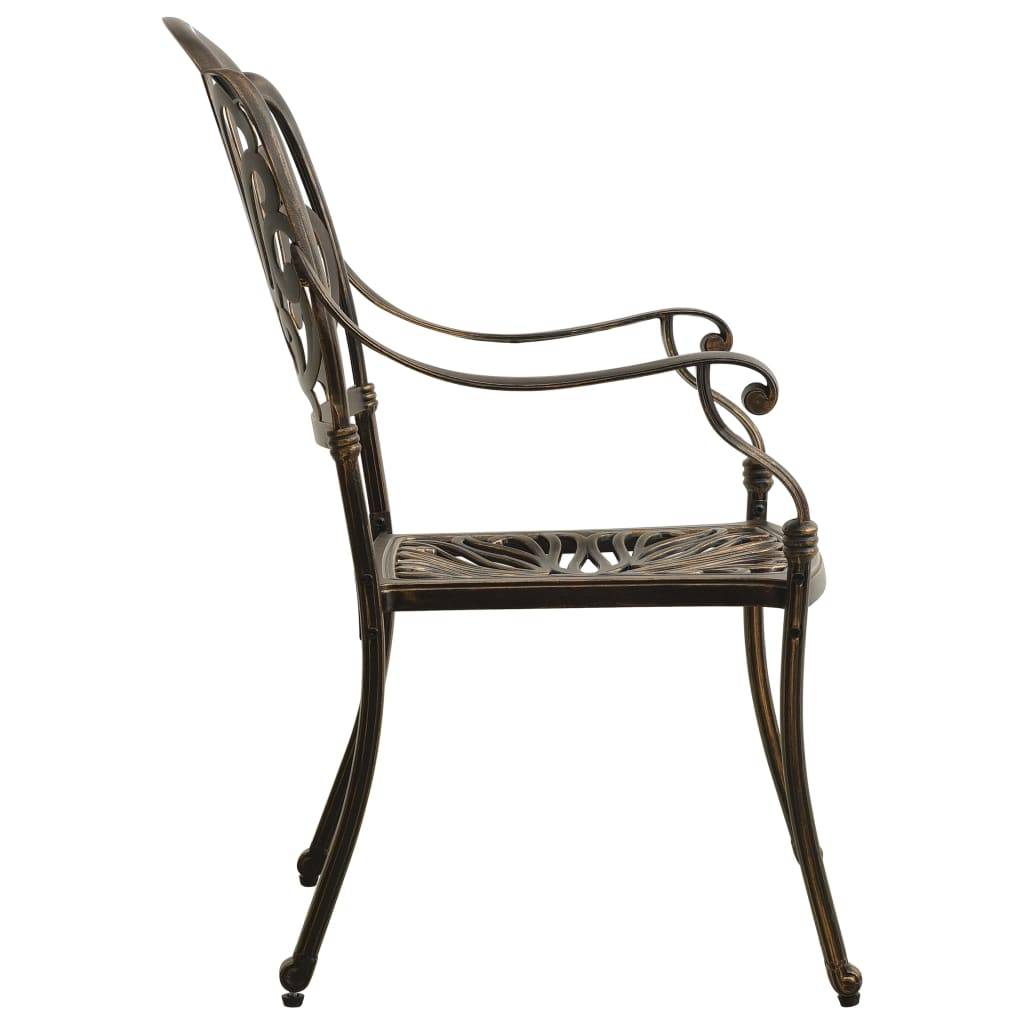 Helloshop26 - Ensemble de bistro jardin meuble extérieur terrasse 3 pièces aluminium coulé bronze - Image 5