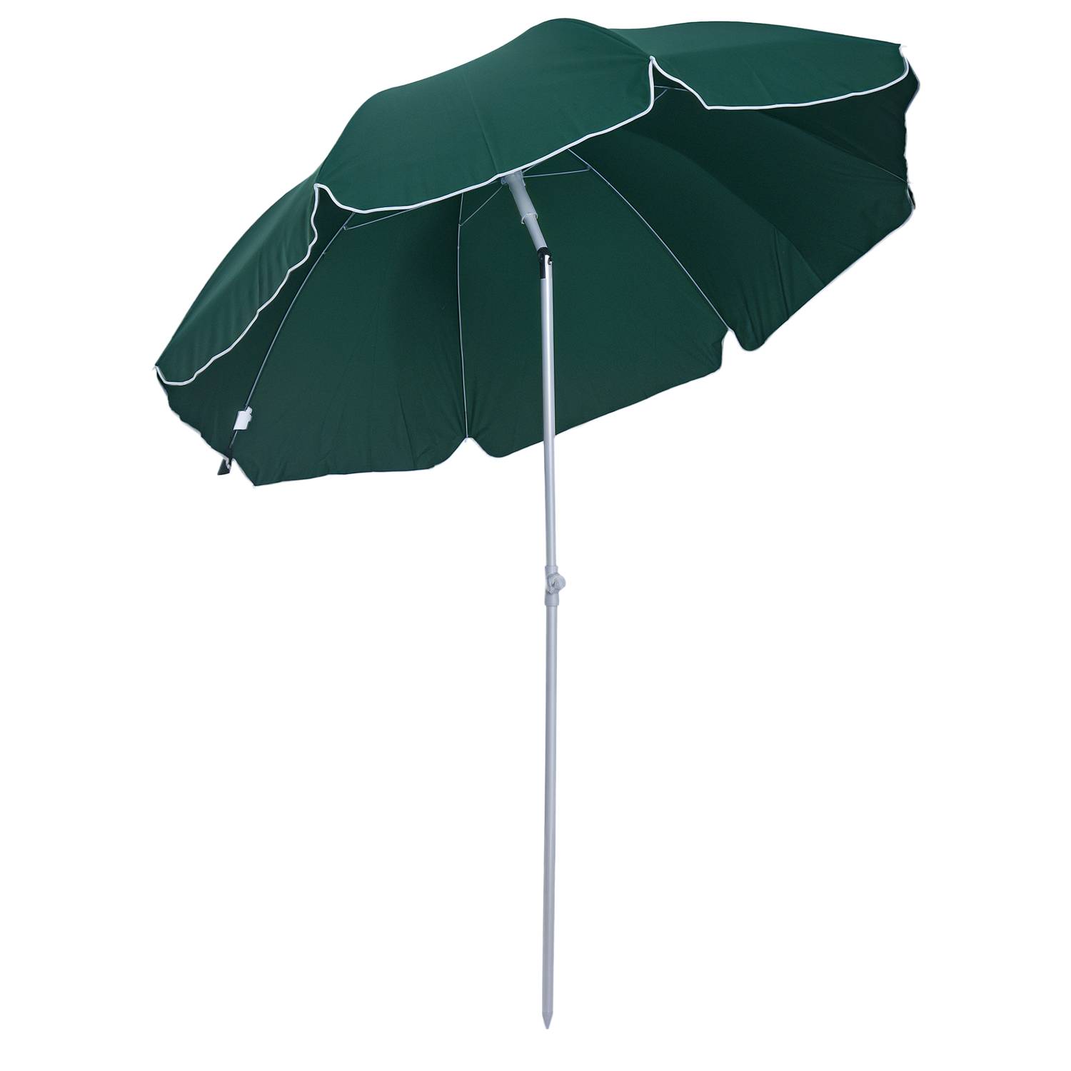 Parasol inclinable octogonal de jardin Ø 2 m métal polyester vert - Image 1