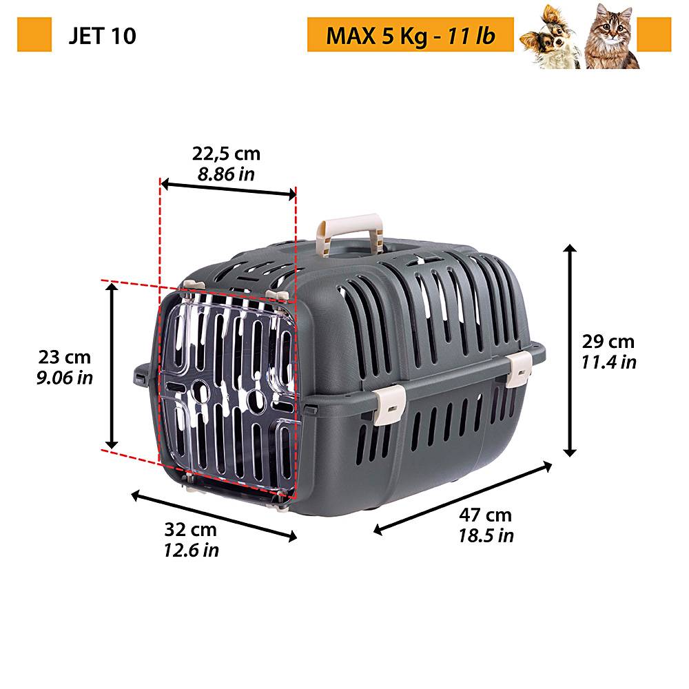 Ferplast - Ferplast Caisse de Transport Chat, Cage de Transport pour Chiens Petits et Chats jusqu'à 5 Kg, Porte Transparente Antichoc, Fentes d'aération, 32 x 47 - Image 2