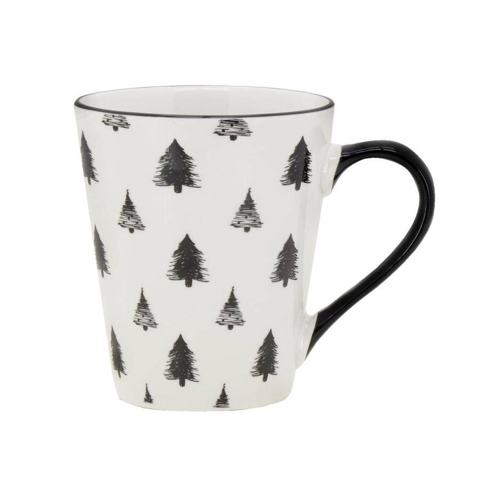 Aubry Gaspard - Vaisselle sapin en porcelaine noires et blanches (lot de 6) Tasse - Image 4