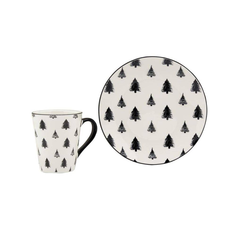 Aubry Gaspard - Vaisselle sapin en porcelaine noires et blanches (lot de 6) Tasse - Image 3