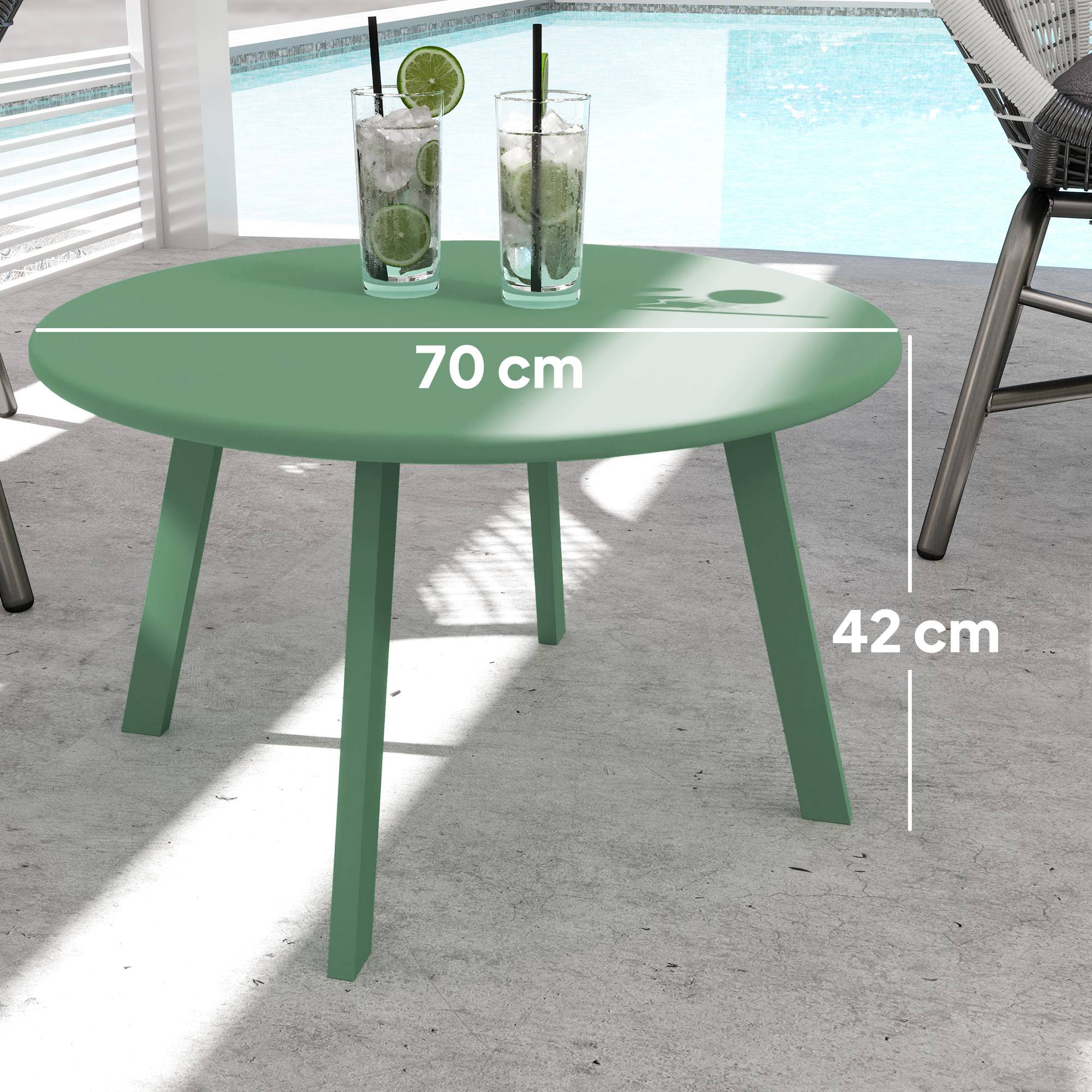 PANGIVO - Table basse de jardin métal vert 70 x 70 x 42 cm - PANGIVO - Image 5