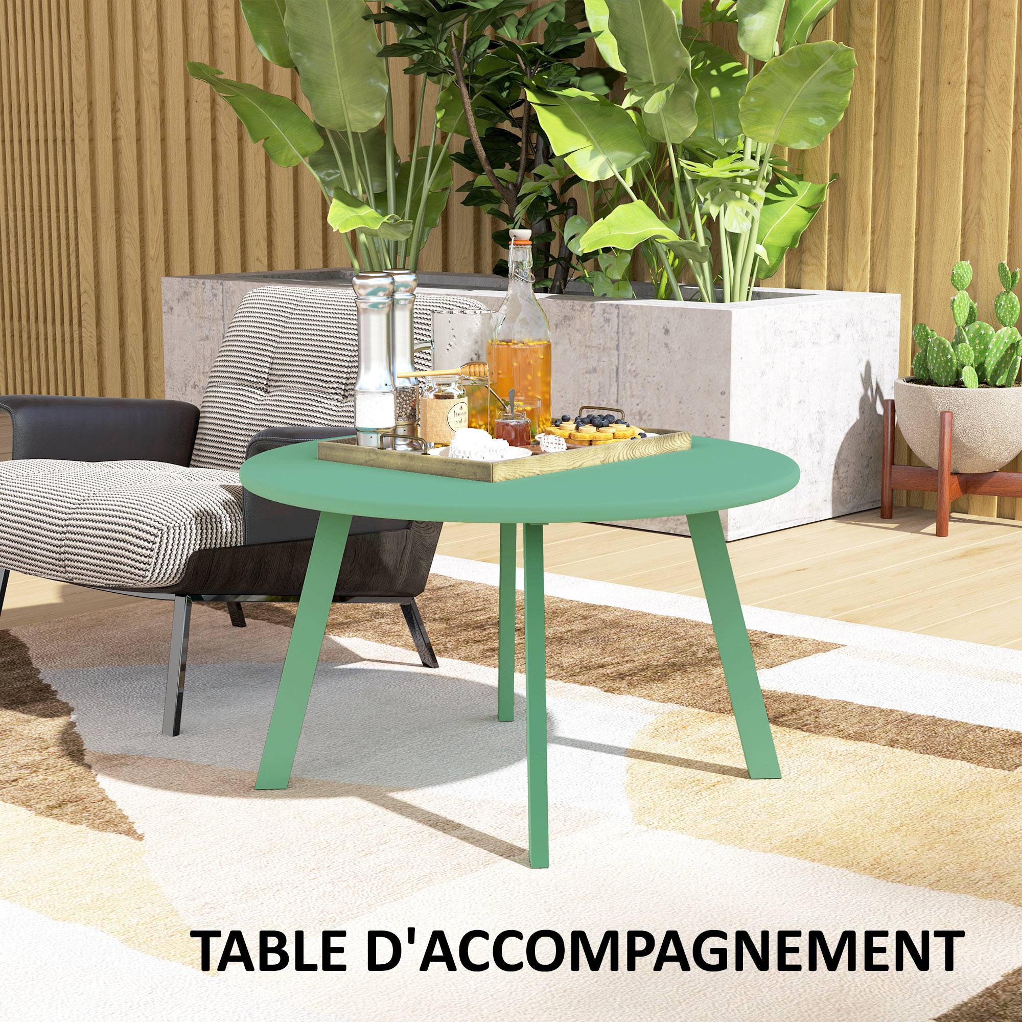PANGIVO - Table basse de jardin métal vert 70 x 70 x 42 cm - PANGIVO - Image 10
