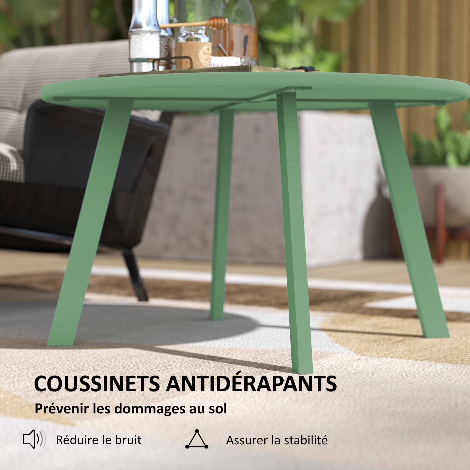 PANGIVO - Table basse de jardin métal vert 70 x 70 x 42 cm - PANGIVO - Image 8