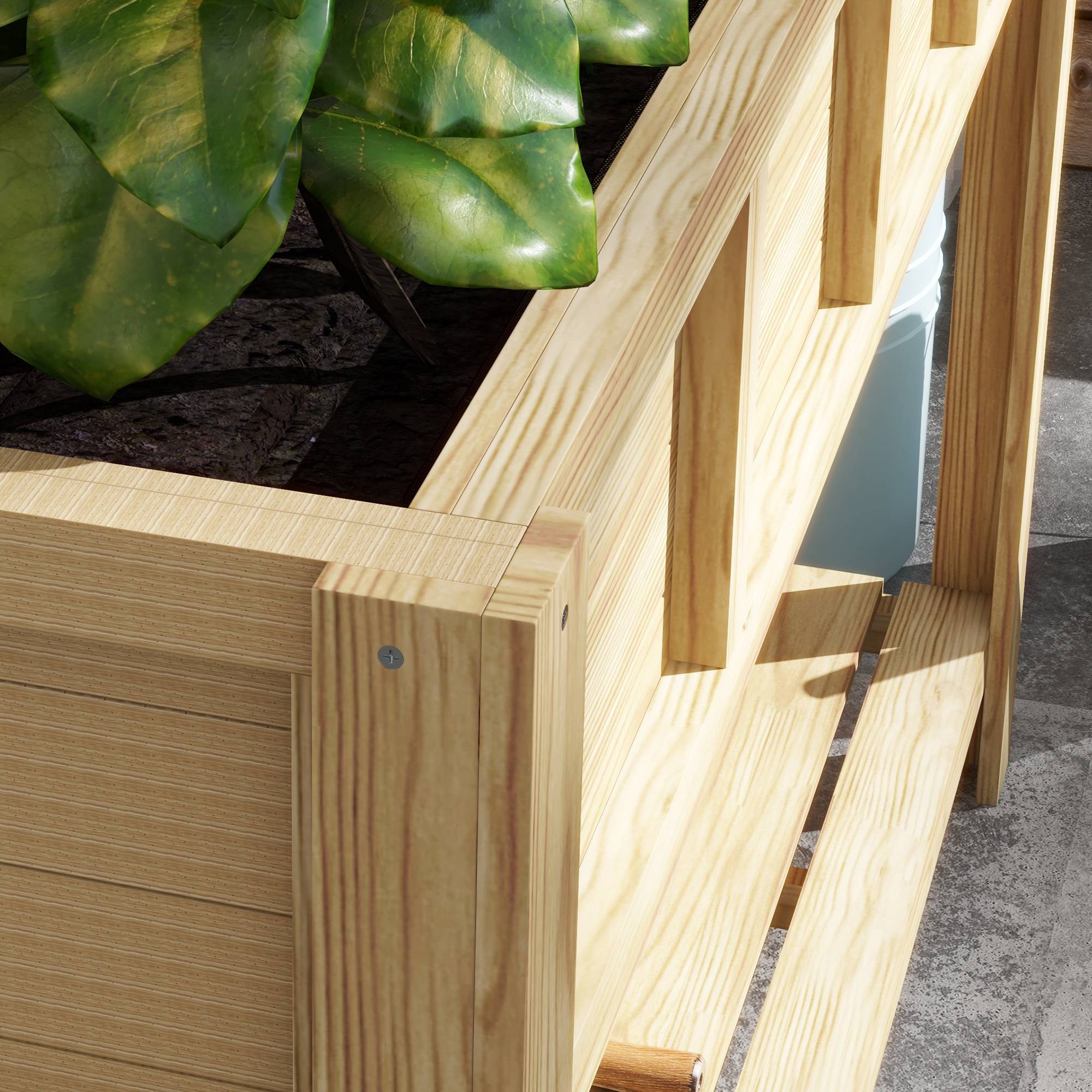 ComfortXL - Potager surélevé en bois de sapin naturel 115 x 46 x 75 cm pour balcon et jardin avec séparateur amovible - Image 8