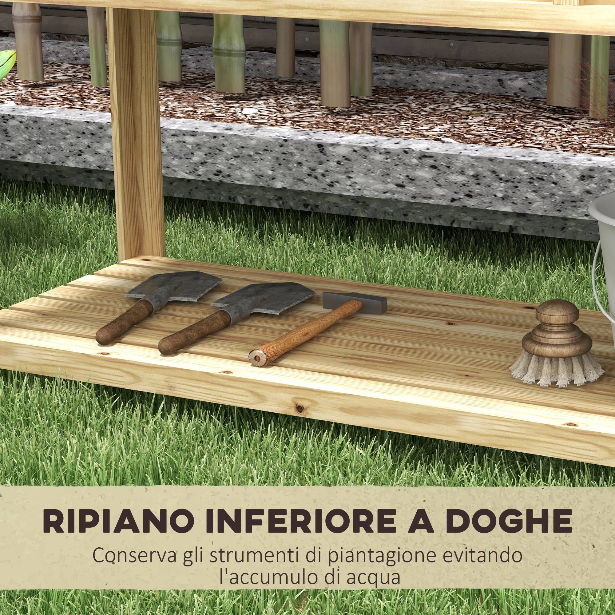 ComfortXL - Potager surélevé en bois de sapin naturel 115 x 46 x 75 cm pour balcon et jardin avec séparateur amovible - Image 5
