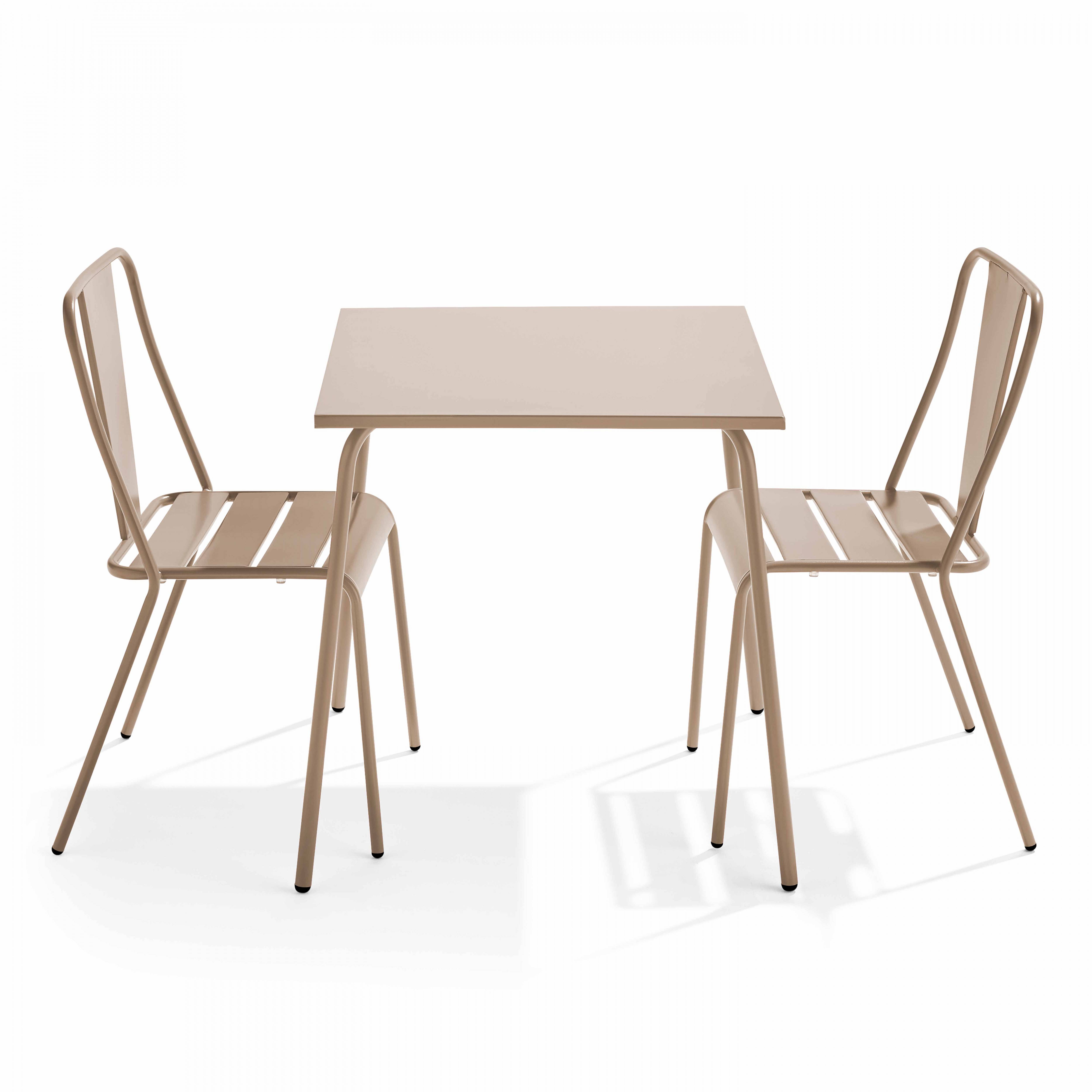 Oviala - Ensemble table de jardin carrée et 2 chaises bistrot taupe Palavas - Oviala - Image 1