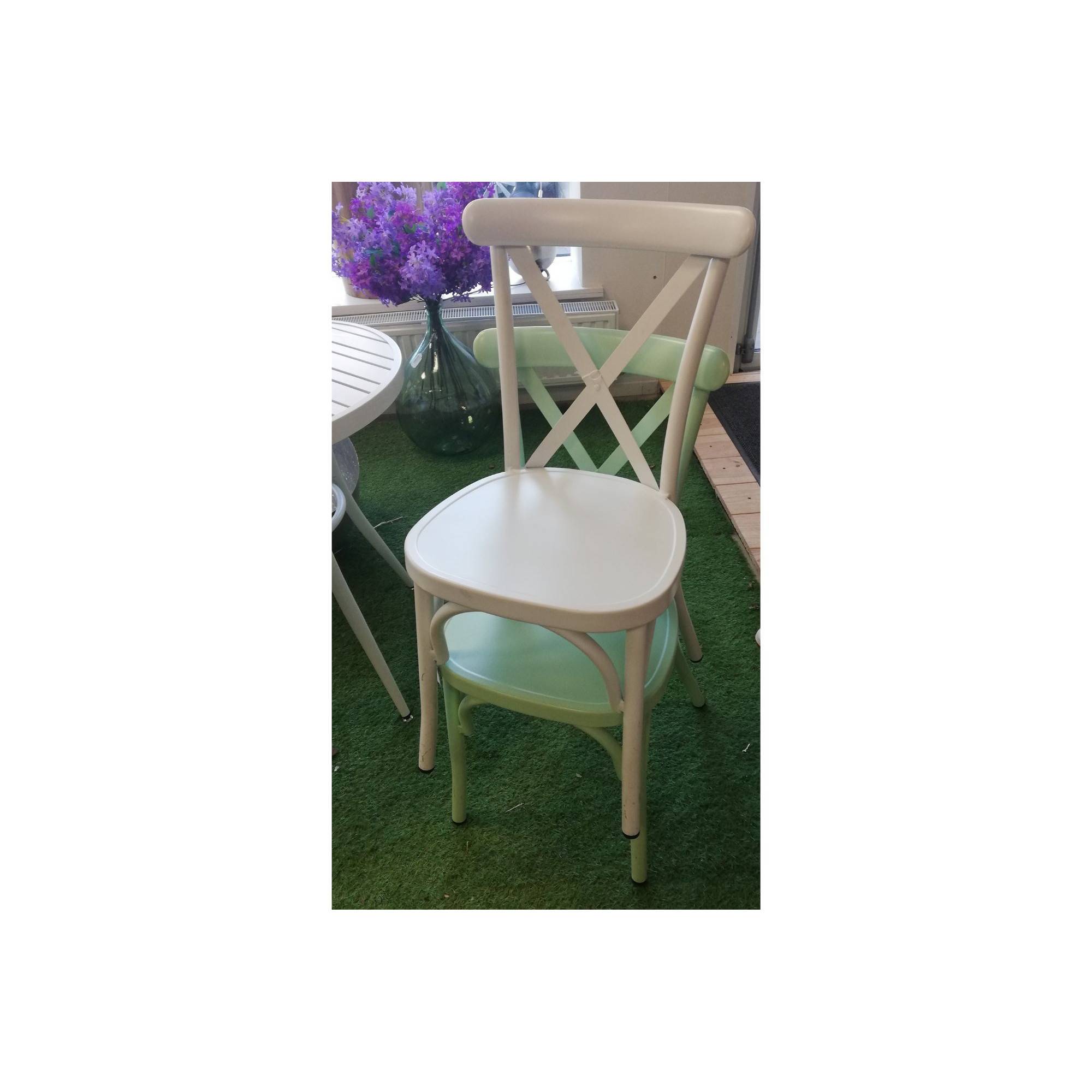 Autre - Chaise de jardin bistrot empilable en aluminium (lot de 2) - DAHLIA - Image 2