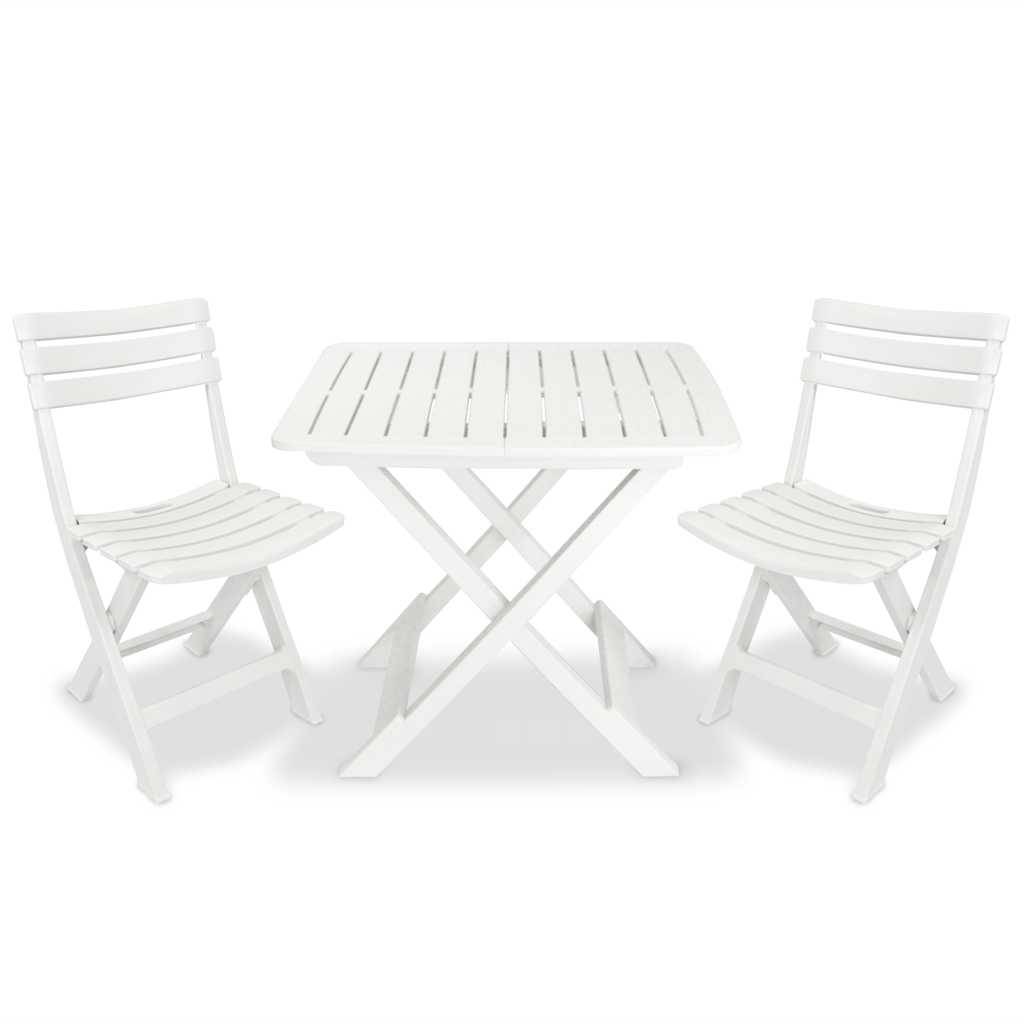 Vidaxl - Ensemble de bistro pliable 3 pcs-Salons de jardin Plastique Blanc