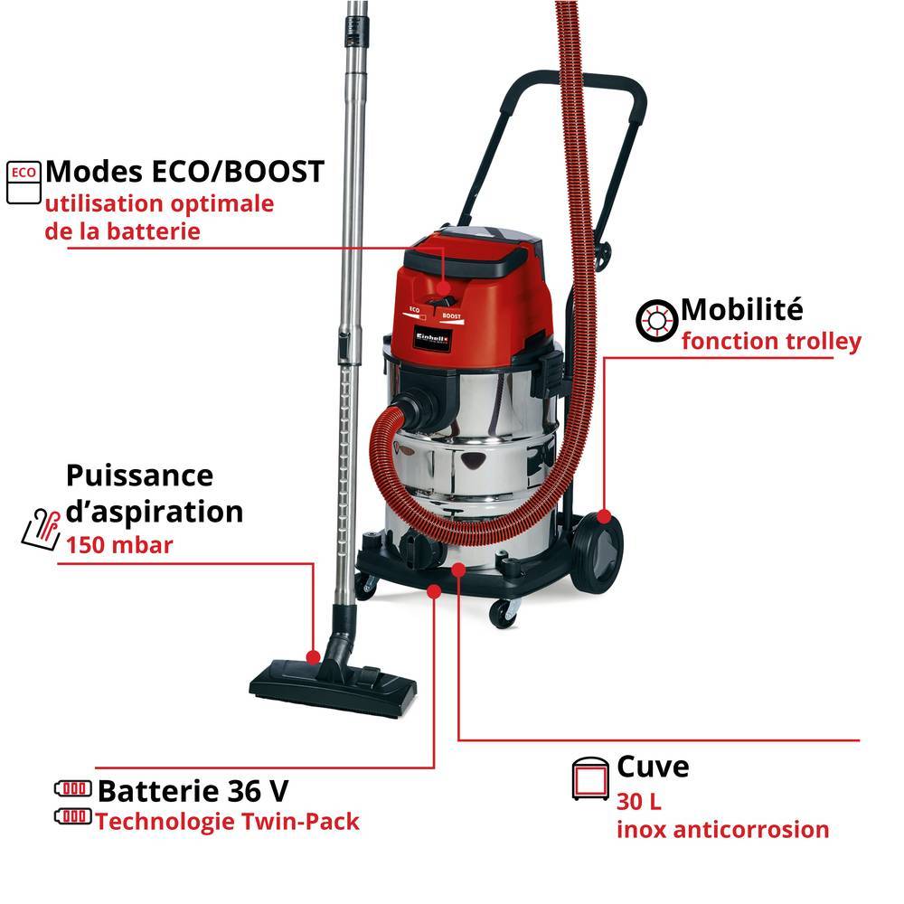 Einhell - Aspirateur eaux et poussières sans fil TE-VC 36/30 Li S-Solo Einhell - Image 2