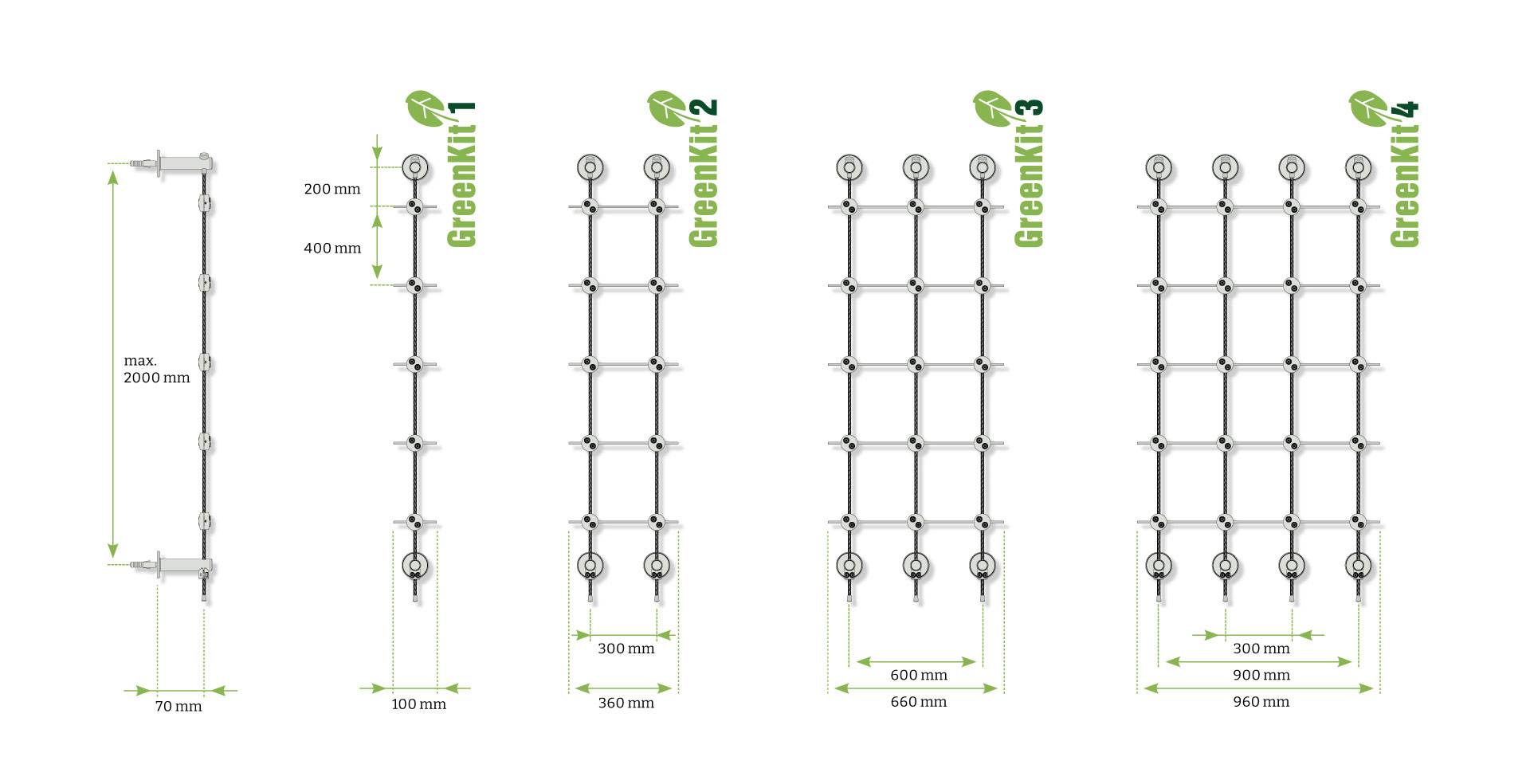 Autre - Greenkit 4 Support plantes grimpantes treillis acier inoxydable 960 X 2000mm Jakob Rope Systems - Image 7