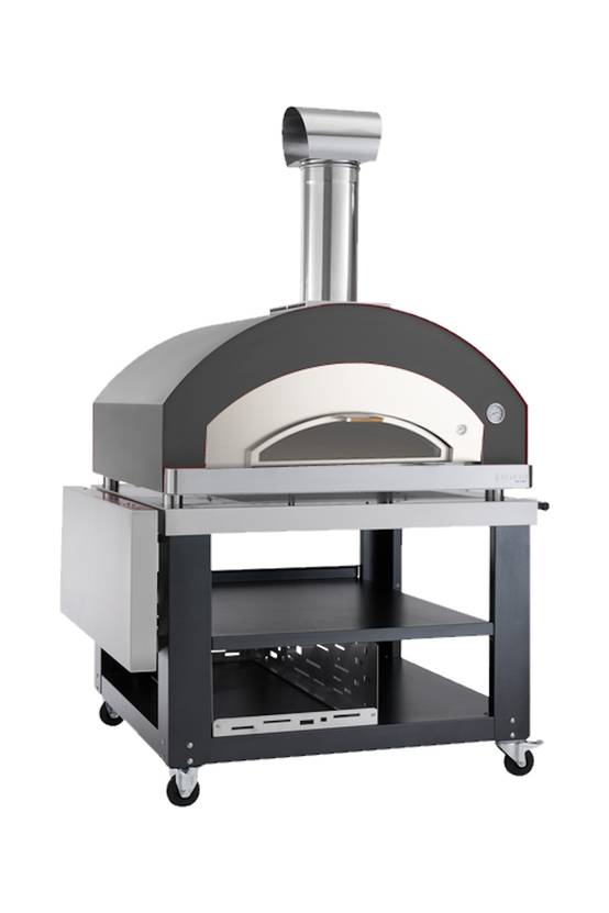 Four pizza gaz LUX 5 - Gris + Pelle à Pizzas + Chariot + Tablette latérale - OVENEAT - Image 1