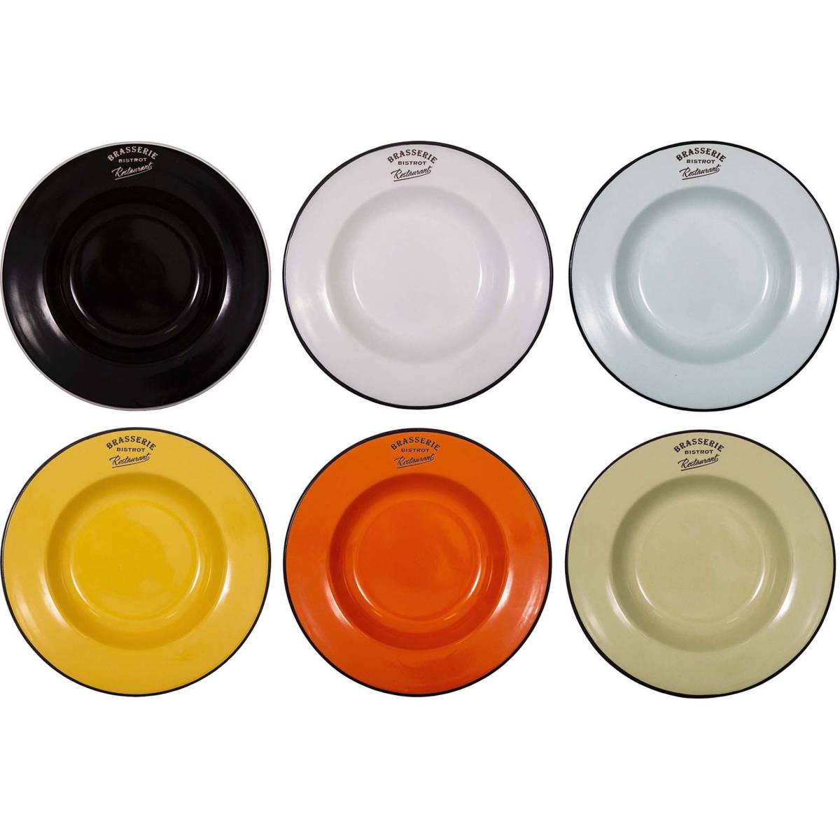 Antic Line Creations - Assiettes colorées Brasserie bistrot (Lot de 6) Assiettes creuses - 22 cm - Image 1