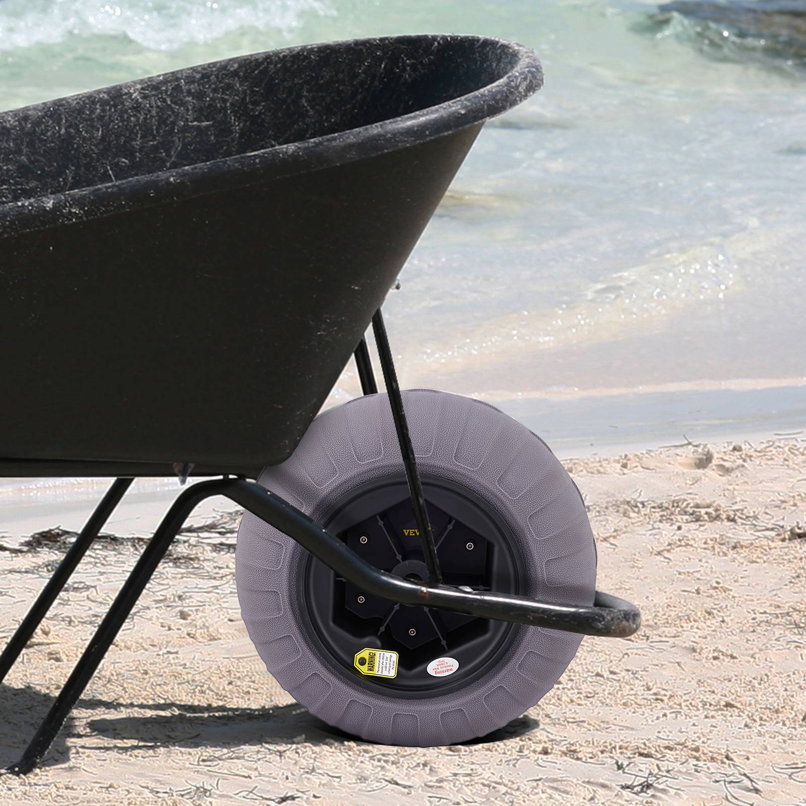 Vevor - VEVOR Roues plage 2x40 cm, pneus ballon, charge 80 kg. Basse pression, sable, camping, pêche. - Image 8