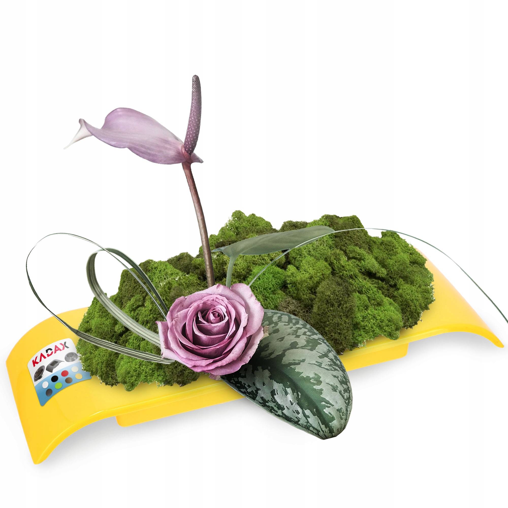 Vase ikebana en plastique, pique-fleurs japonais (L 36 cm, jaune) - Image 3