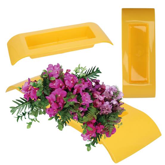Vase ikebana en plastique, pique-fleurs japonais (L 36 cm, jaune) - Image 1