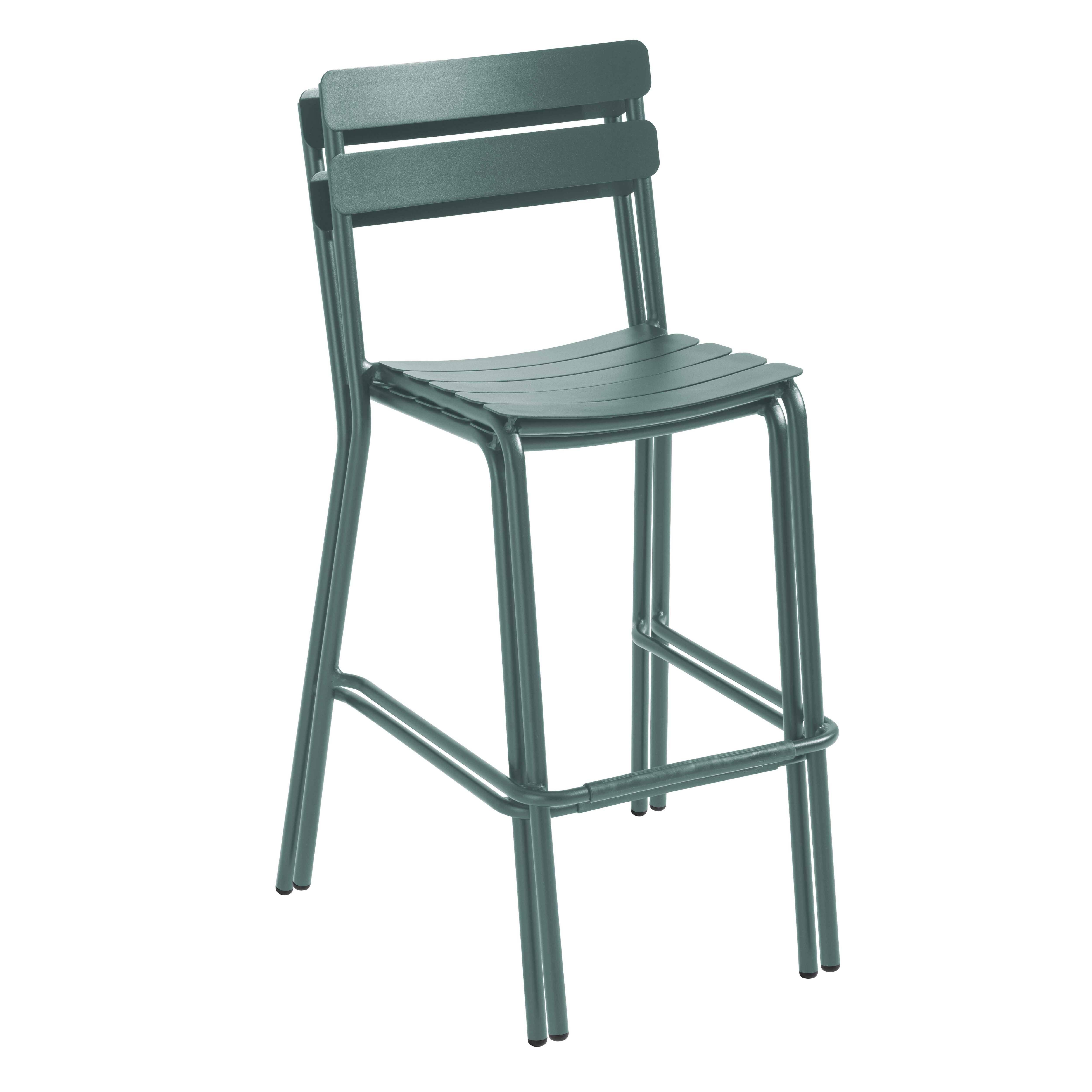Oviala - Ensemble table haute de terrasse et 2 chaises en aluminium vert Almada - Oviala - Image 6