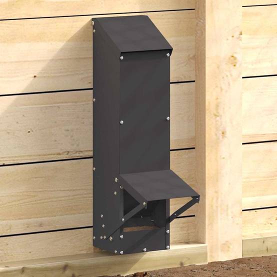 Mangeoire Poule Colonne Acier Auvent 5kg Noir - ComfortXL Outdoor Living - Image 1