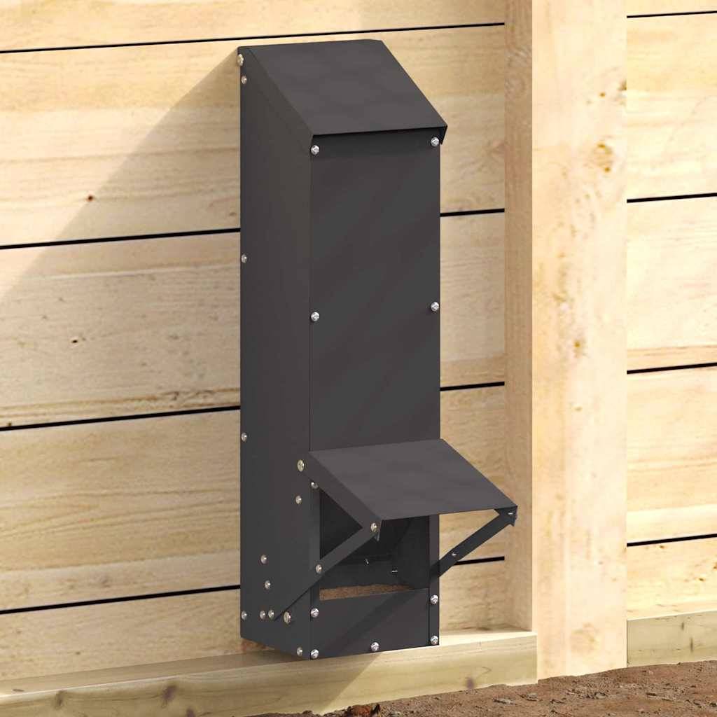 Mangeoire Poule Colonne Acier Auvent 5kg Noir - ComfortXL Outdoor Living - Image 1