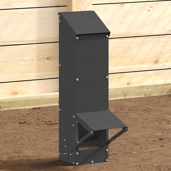 Mangeoire Poule Colonne Acier Auvent 5kg Noir - ComfortXL Outdoor Living - Image 4