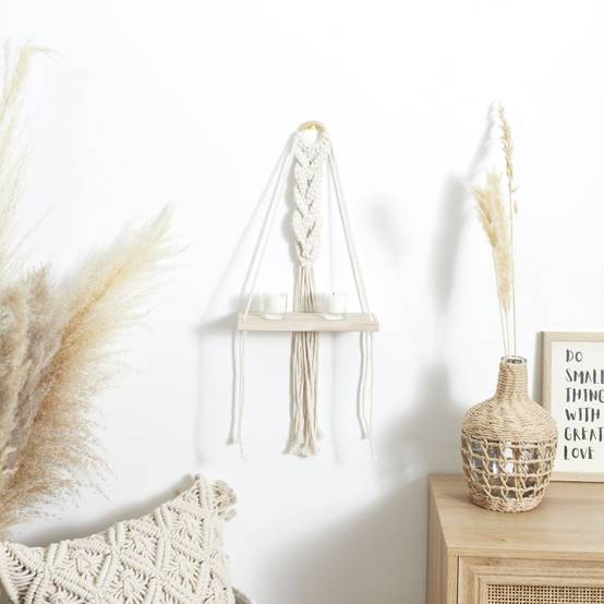 The Home Deco Factory - Étagère Murale Déco "Boho" 62cm Beige - Image 5