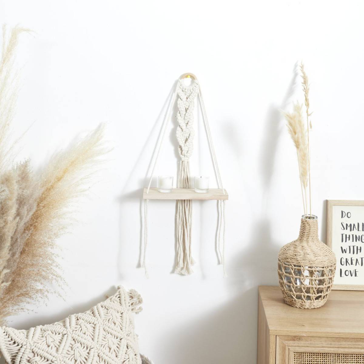 The Home Deco Factory - Étagère Murale Déco "Boho" 62cm Beige - Image 5