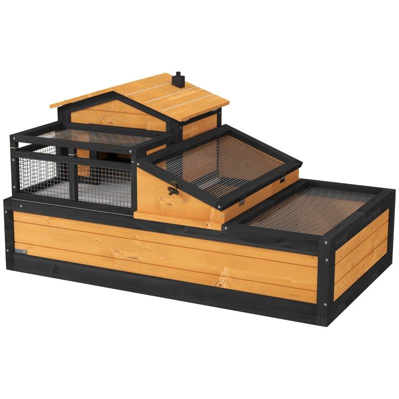 Enclos tortue bois sapin intérieur extérieur 2 niveaux toit ouvrant 112x65cm - ComfortXL Outdoor Living - Image 2