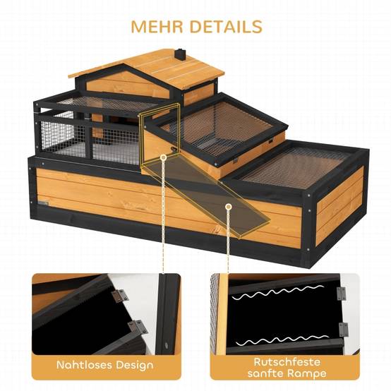 Enclos tortue bois sapin intérieur extérieur 2 niveaux toit ouvrant 112x65cm - ComfortXL Outdoor Living - Image 7
