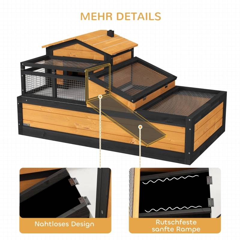 Enclos tortue bois sapin intérieur extérieur 2 niveaux toit ouvrant 112x65cm - ComfortXL Outdoor Living - Image 7