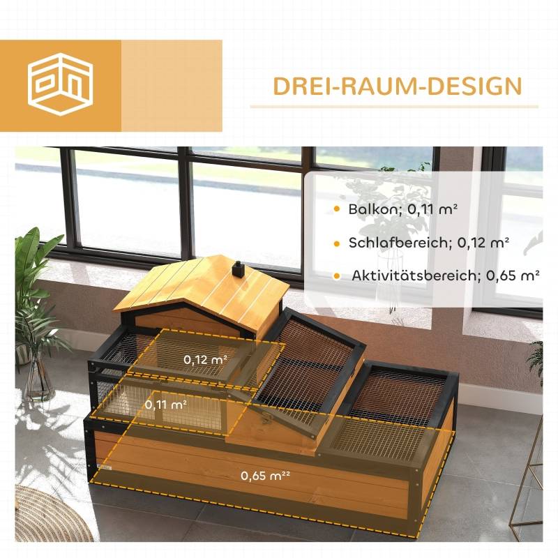 Enclos tortue bois sapin intérieur extérieur 2 niveaux toit ouvrant 112x65cm - ComfortXL Outdoor Living - Image 4