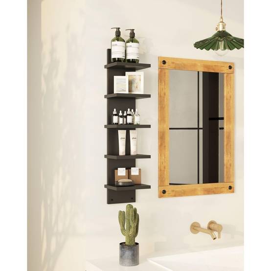 Étagères-Étagère murale verticale 5 niveaux - Panneau particule haute qualité - Noir- Living123 - Image 2