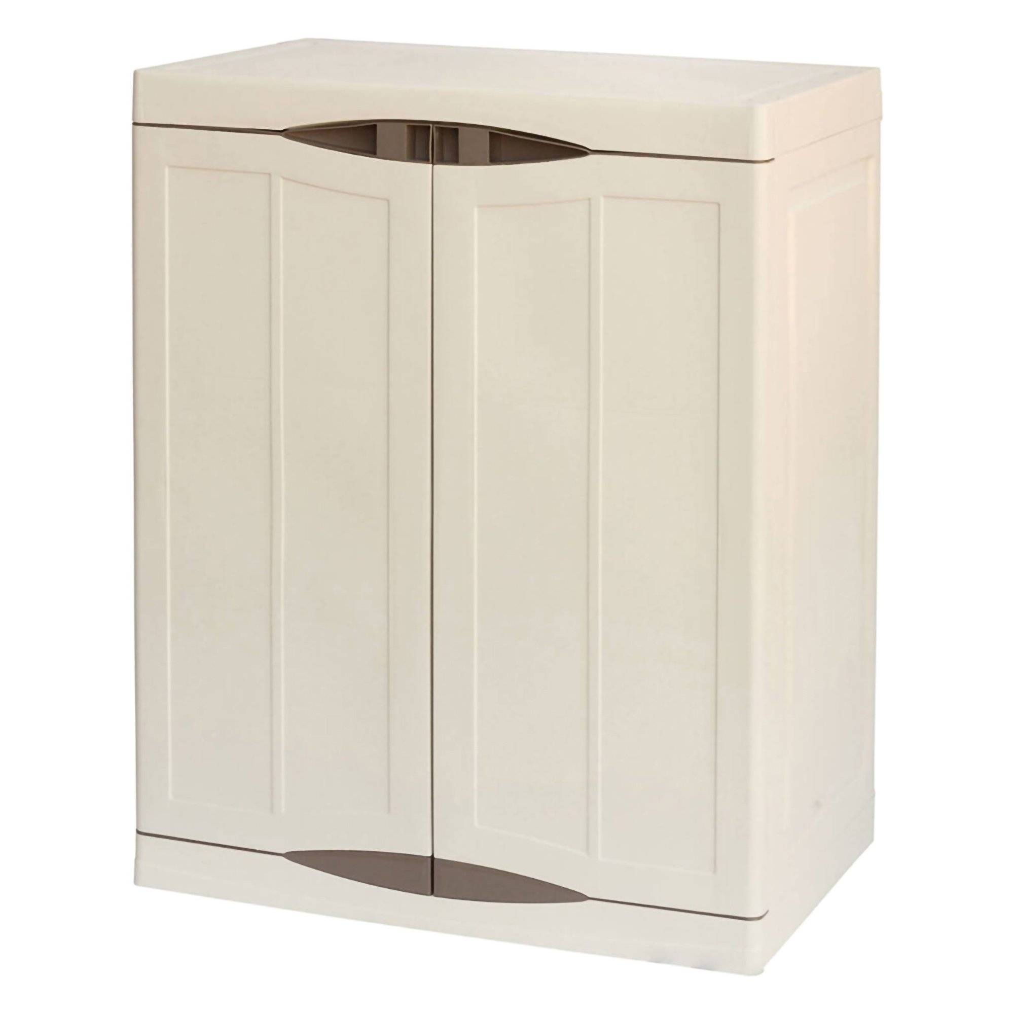 Dmora - Armoire d'extérieur Courtrai, Armoire de balcon polyvalente, Mobilier d'extérieur avec 2 portes, Beige et Marron, 70x47h91 cm, Finition élégante - Image 4