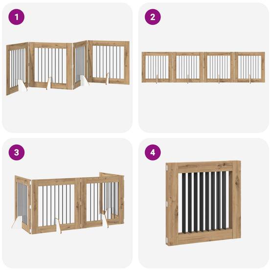 ComfortXL - Barrière Chien Bois Intérieur Clôture Modulable Pliable 321x80cm Chêne - ComfortXL Outdoor Living - Image 7