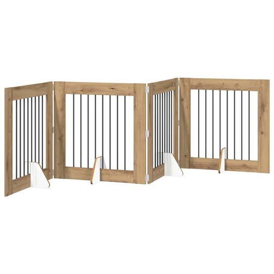 ComfortXL - Barrière Chien Bois Intérieur Clôture Modulable Pliable 321x80cm Chêne - ComfortXL Outdoor Living - Image 2