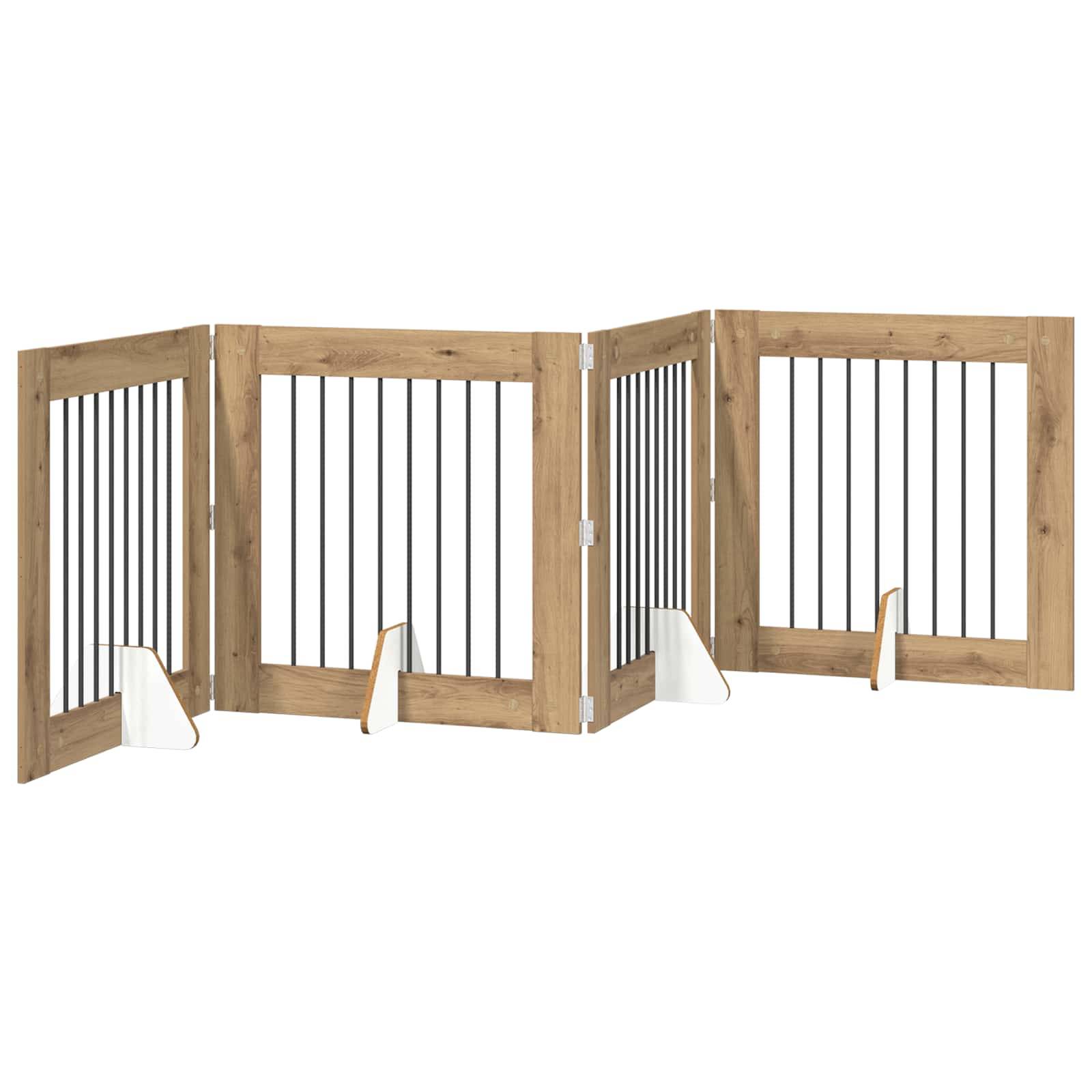 ComfortXL - Barrière Chien Bois Intérieur Clôture Modulable Pliable 321x80cm Chêne - ComfortXL Outdoor Living - Image 2