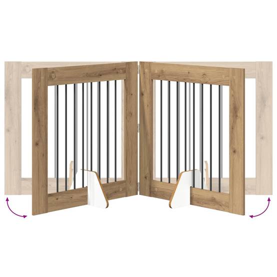 ComfortXL - Barrière Chien Bois Intérieur Clôture Modulable Pliable 321x80cm Chêne - ComfortXL Outdoor Living - Image 6
