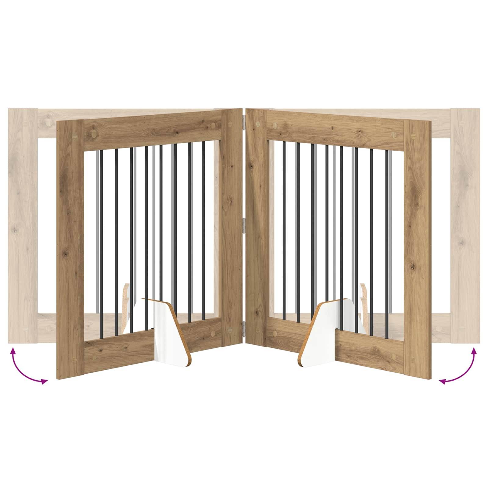 ComfortXL - Barrière Chien Bois Intérieur Clôture Modulable Pliable 321x80cm Chêne - ComfortXL Outdoor Living - Image 6