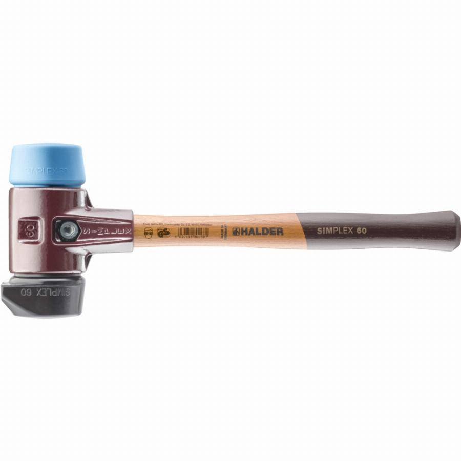 Maillet HALDER SIMPLEX Caoutchouc chargé, avec pied intégré / TPE souple, avec boîtier en fonte malléable et manche en bois de haute qualité - D=60 mm