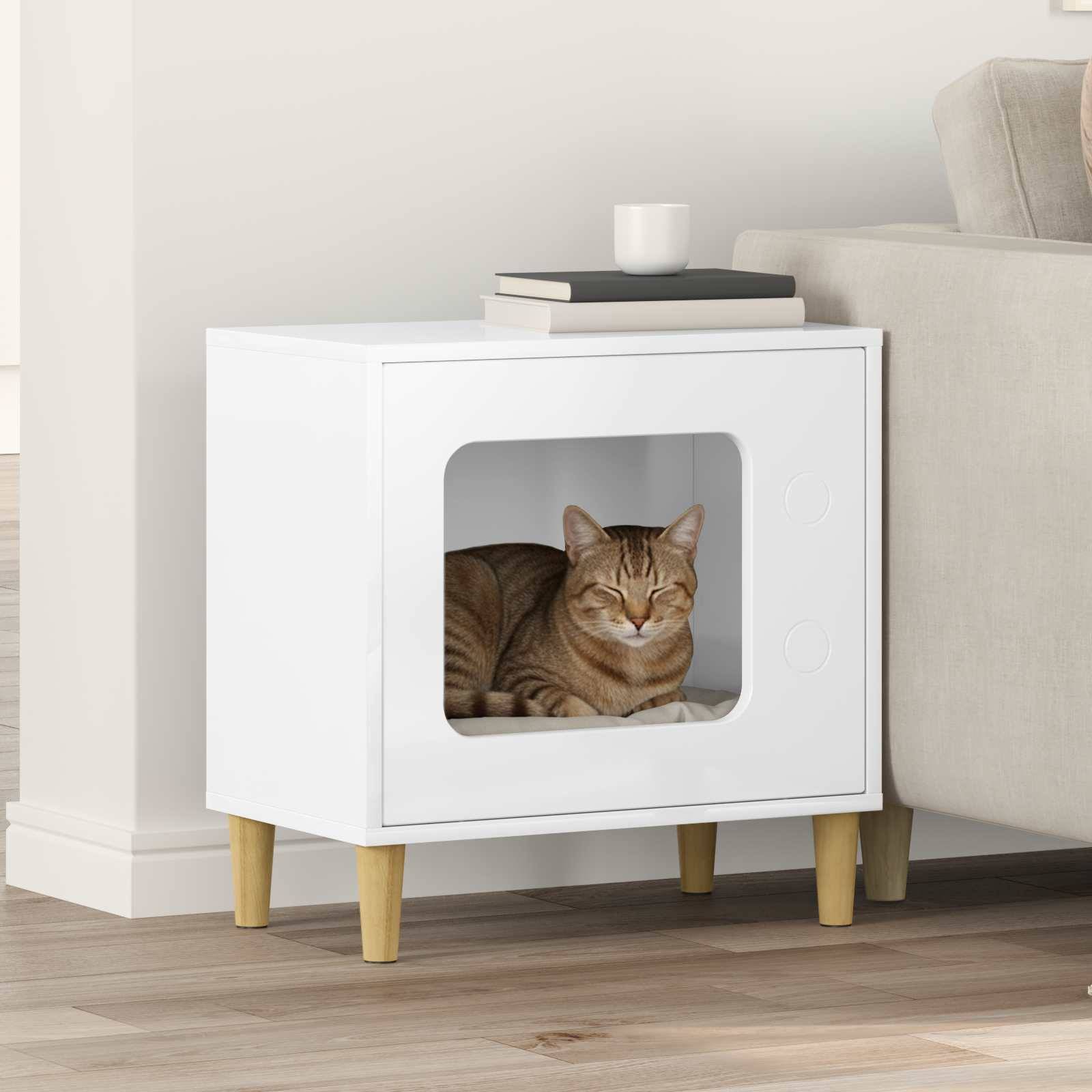 Vidaxl - Maison pour chat Blanc Brillant 51 x 30 x 52 cm vidaXL 8000657 - Image 1
