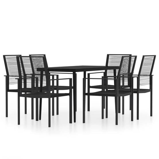 Ensemble Jardin 6P 140cm Rotin Creux PVC et Acier Noir – ComfortXL Outdoor Living - Image 2