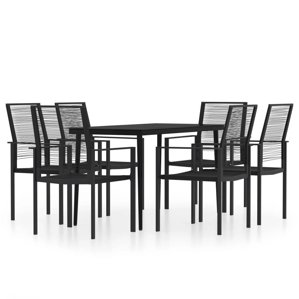 Ensemble Jardin 6P 140cm Rotin Creux PVC et Acier Noir – ComfortXL Outdoor Living - Image 2