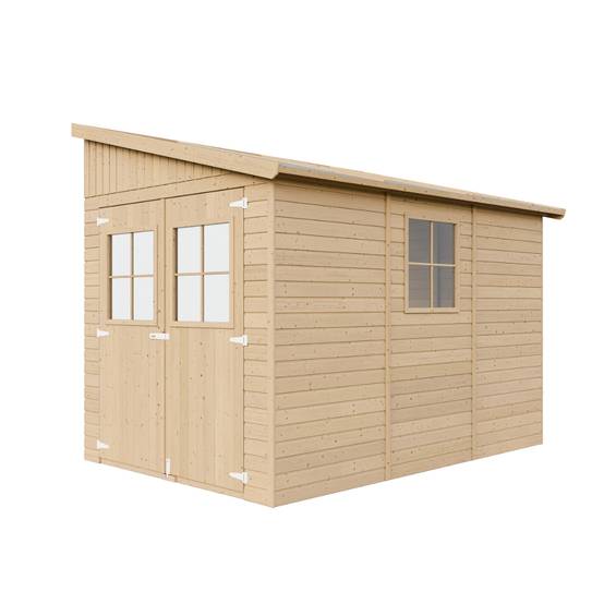 Timbela - Abri de Jardin en Bois Naturel H243x216x318 cm / 6 m² sans paroi latérale avec fenêtres - 17 mm d’épaisseur - Timbela M339 - Image 4