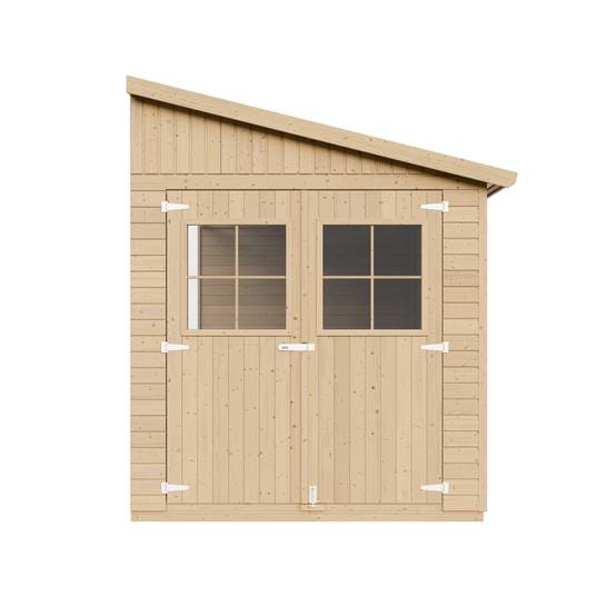 Timbela - Abri de Jardin en Bois Naturel H243x216x318 cm / 6 m² sans paroi latérale avec fenêtres - 17 mm d’épaisseur - Timbela M339 - Image 3